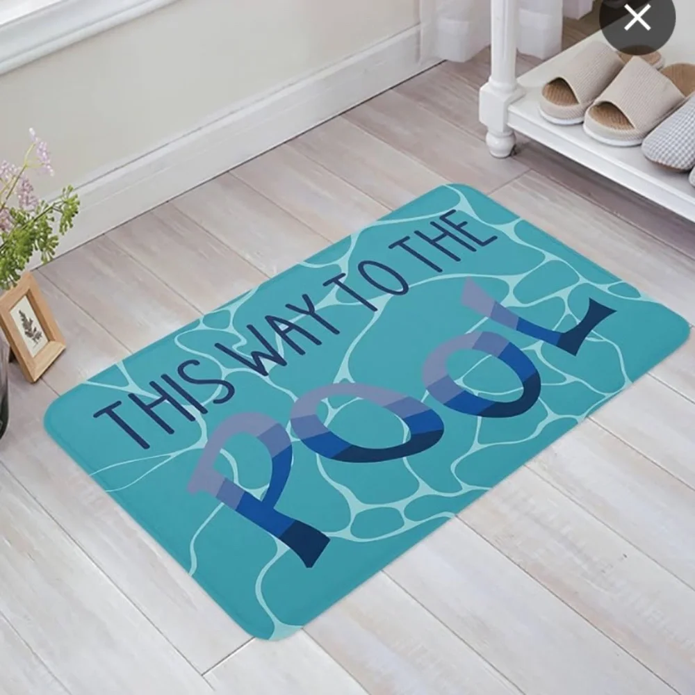Liora Manne Blue Bella Coastal This Way to the Pool Indoor/Outdoor Area Rug